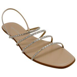 Aquazzura New Nude Crystal Mistica Flat Sandals